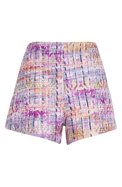 Shop Smythe Tap High Waist Metallic Tweed Shorts In Violet Jacquard