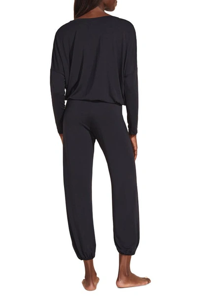 Shop Eberjey Gisele Jersey Knit Slouchy Pajamas In Black/ivory