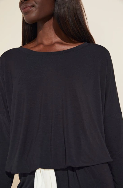 Eberjey Gisele Black Stretch-modal Pyjama Set In Black/ivory