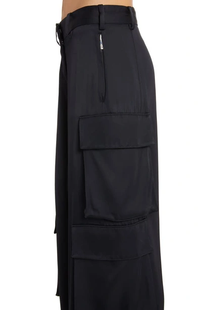 Shop Versace Twill Wide Leg Cargo Pants In Black