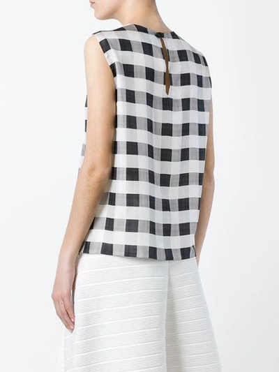 checked pleated asymmetric wide tank top