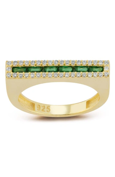 Sphera Milano 14k Yellow Gold Plated Sterling Silver & Cz Bar Ring In Gold