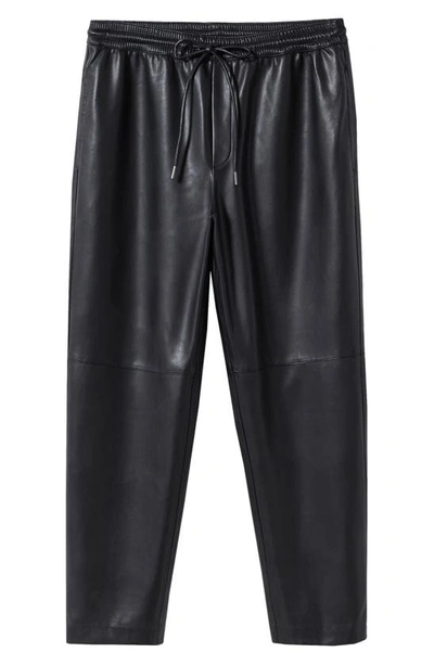 Shop Mango Elastic Waist Faux Leather Pants In Black