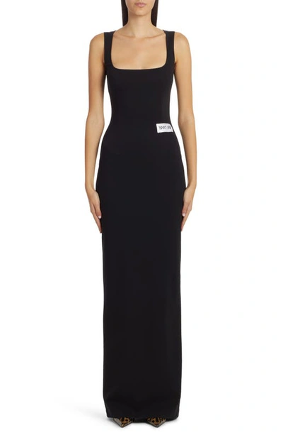 Shop Dolce & Gabbana Punto Milano Jersey Gown In Black