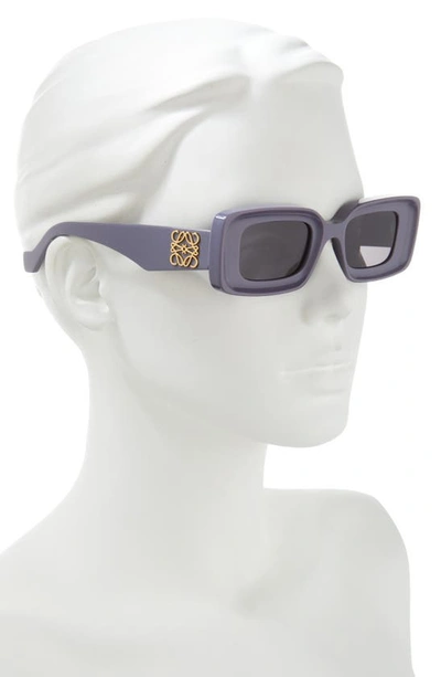 Shop Loewe Chunky Anagram 46mm Rectangular Sunglasses In Shiny Violet / Smoke