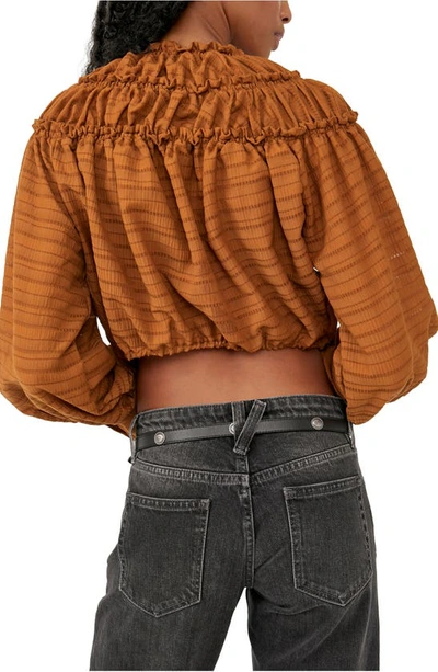 Shop Free People Hailey Crop Long Sleeve Blouse In Glazed Ginger