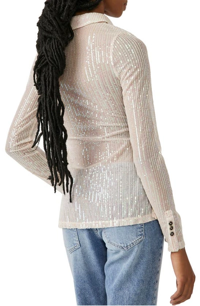Shop Free People Sequin Ruched Shirt In Champagne Dreams