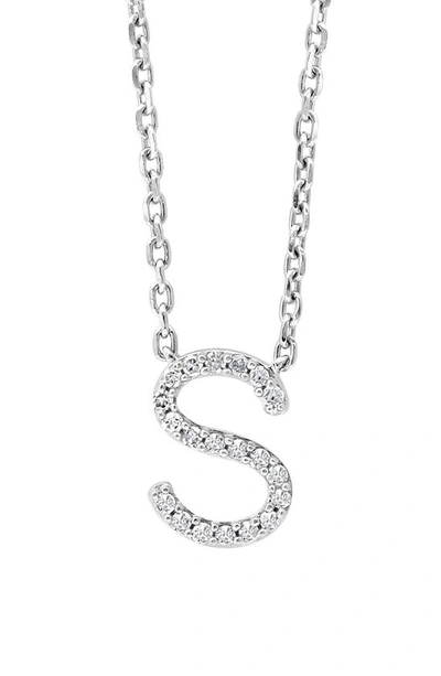 Effy Sterling Silver Pavé Diamond Initial Pendant Necklace In White-s
