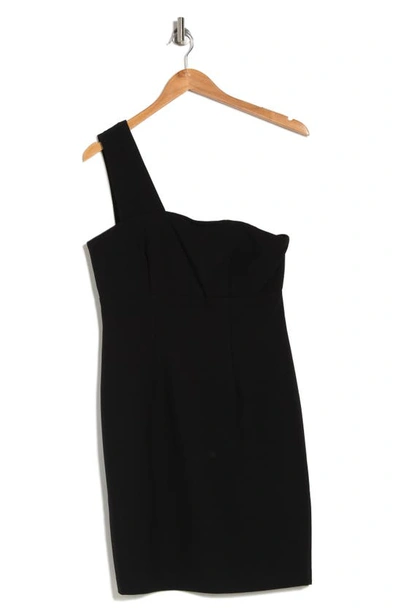 Shop Nicole Miller Claire One Shoulder Dress In Very Black