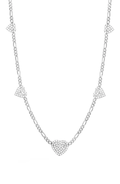 Shop Sphera Milano Sterling Silver & Cz Heart Station Necklace