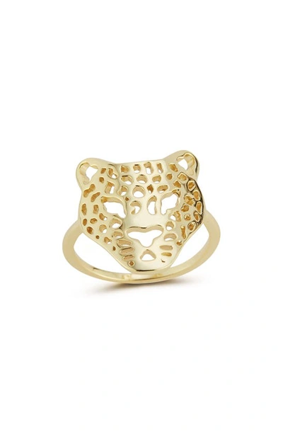 Sphera Milano Sterling Silver Leopard Ring In Gold