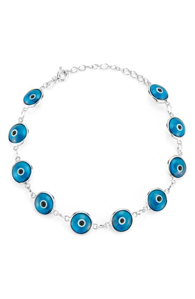 Sphera Milano Silver Cz Evil Eye Bracelet In Silver