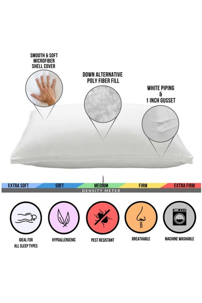 Ella Jayne Home Luxury Plush Allergy Resistant Medium Down Like Fiber Filled Pillow In White