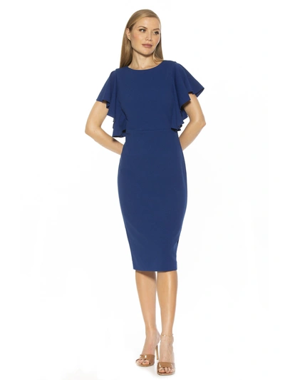 Shop Alexia Admor Luna Flutter Sleeves Dress In Blue