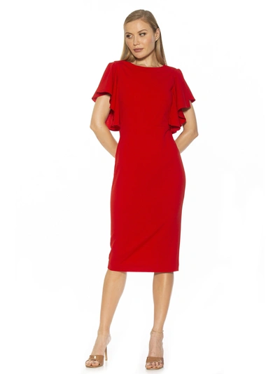 Shop Alexia Admor Luna Flutter Sleeves Dress In Red