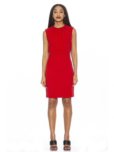 Alexia Admor Layla Crewneck Sleeveless Pleated Minidress In Red