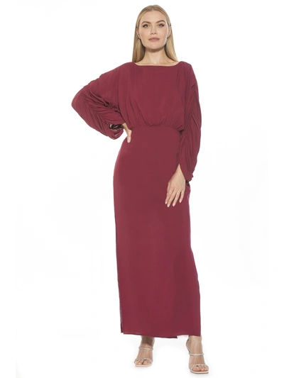 Alexia Admor Jenna Boatneck Shirred Long Sleeve Column Dress In White