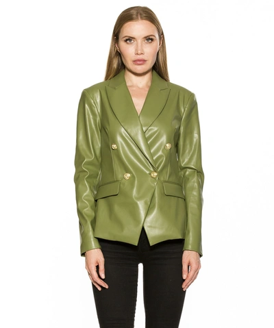 Shop Alexia Admor Leather Blazer In Green