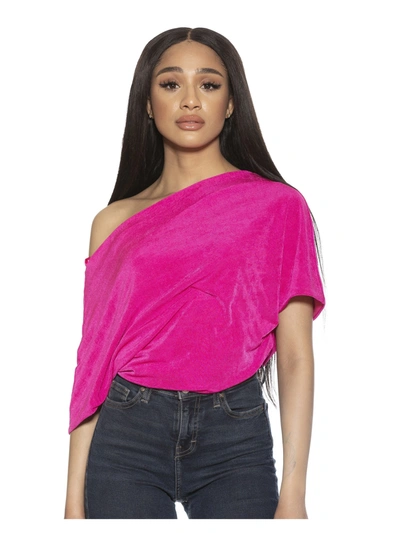 Alexia Admor One-shoulder Draped Satin Bodysuit In Pink