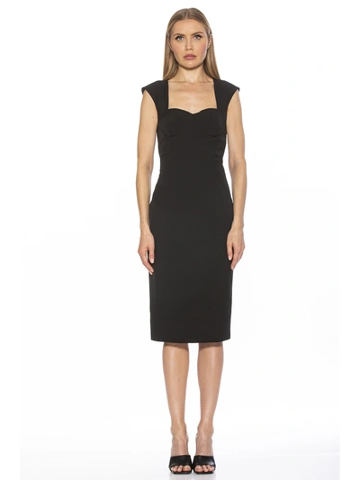 Alexia Admor Harper Cap Sleeve Corset Midi Dress In Black