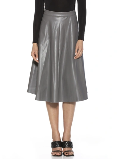 Shop Alexia Admor Pleather Midi Skirt In Grey