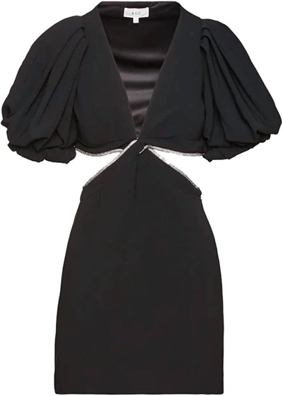 Shop A.l.c Women Hazel Shimmer Puff Sleeve Cut Out Mini Sheath Dress Black In Black