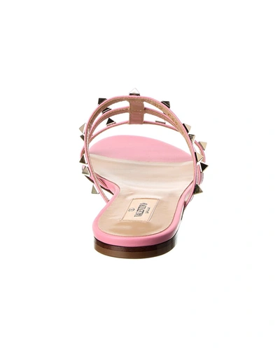 Shop Valentino Rockstud Caged Leather Sandal In Pink
