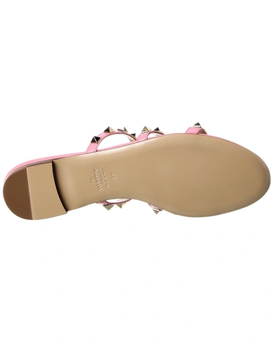 Shop Valentino Rockstud Caged Leather Sandal In Pink