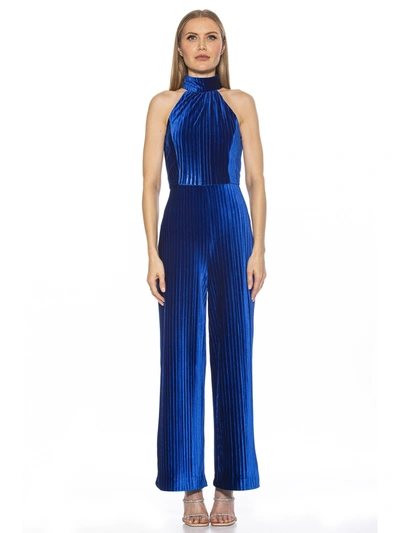 Shop Alexia Admor Meghan Velvet Jumpsuit In Blue