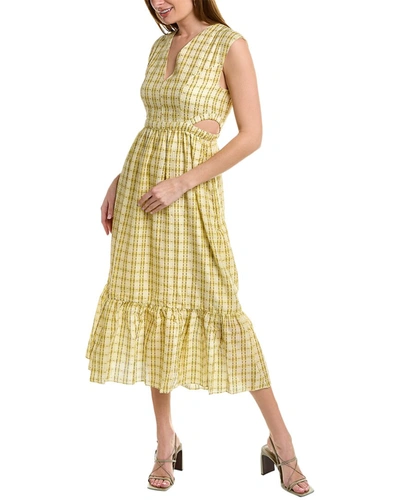 Shop Marie Oliver Simone Silk-blend Midi Dress In Yellow