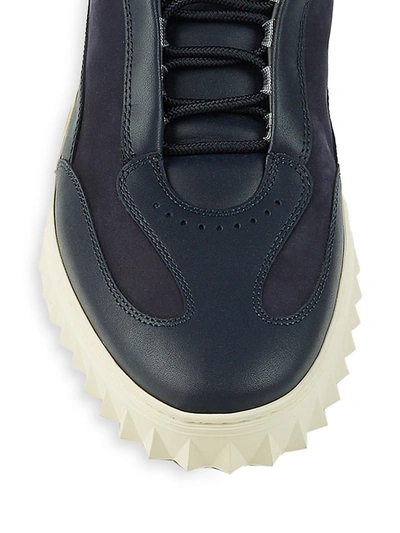 Shop Ferragamo Salvatore  Aaron Men's 709255 Black Sneaker In Blue