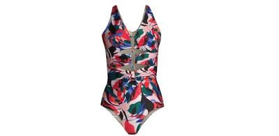 Shop Patbo Protea Laceup Swimsuit In Poppy In Multi