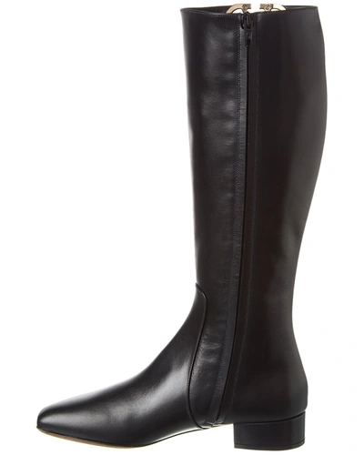 Shop Valentino Vlogo 30 Leather Knee-high Boot In Black