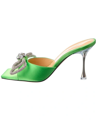 Shop Mach & Mach Double Bow Satin Sandal In Green
