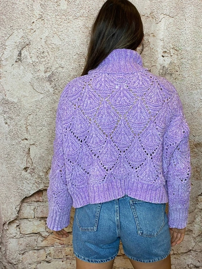 Shop Pol Chenille Sweater In Lavender In Purple