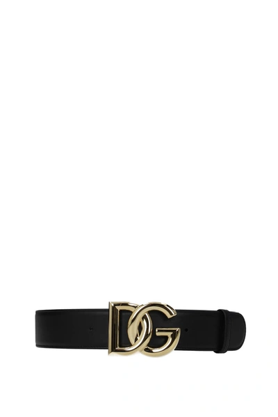Shop Dolce & Gabbana Regular Belts Leather Black Gold