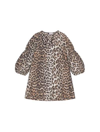 Shop Ganni 3d Leopard Jacquard Mini Dress In Multicolour
