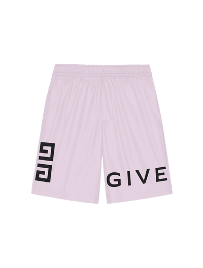 Shop Givenchy 4g Long Swim Shorts In Recycled Nylon In Pink & Purple