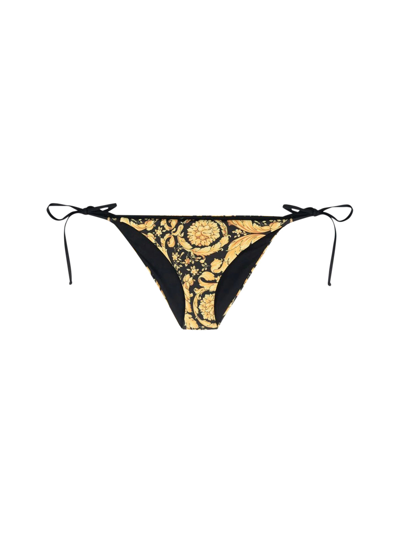 Shop Versace Baroque-pattern Print Bottoms In Black