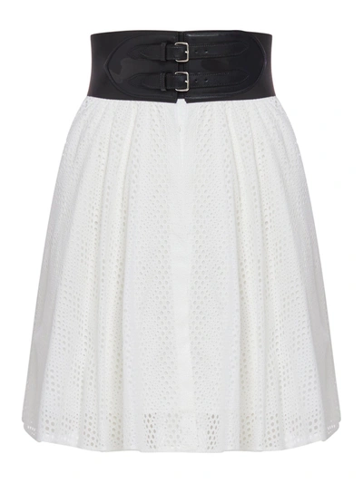 Shop Alaïa Belted Skirt In White