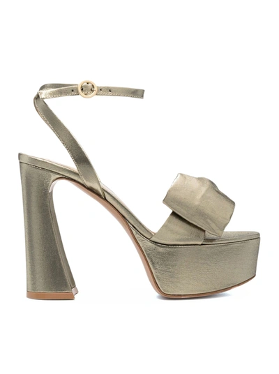 Shop Gianvito Rossi Bow-detail 120mm Sandals In Metallic