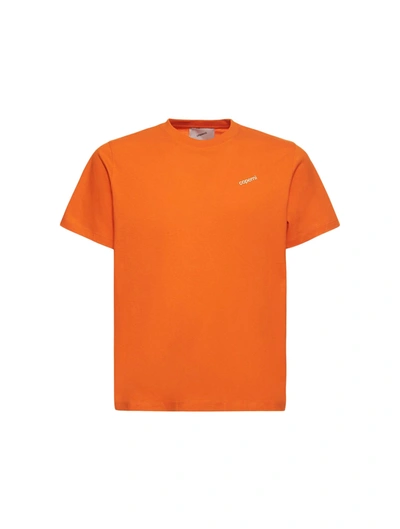 Shop Coperni Boxy Fit Cotton T-shirt With Logo In Yellow & Orange