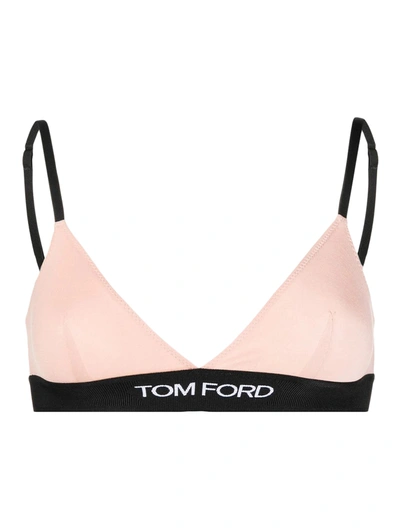 Shop Tom Ford Bra With Logo In Pink & Purple