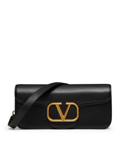 Shop Valentino Calfskin Locò Shoulder Bag In Black