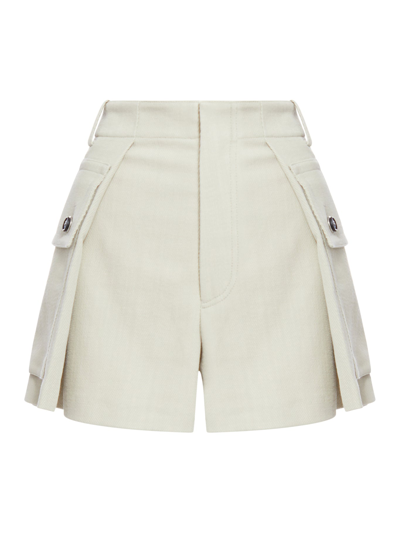 Shop Durazzi Milano Cotton Gabardine Short Pants With Side Pockets In White