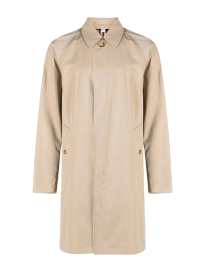 Shop Burberry Cotton Trench Coat In Nude & Neutrals