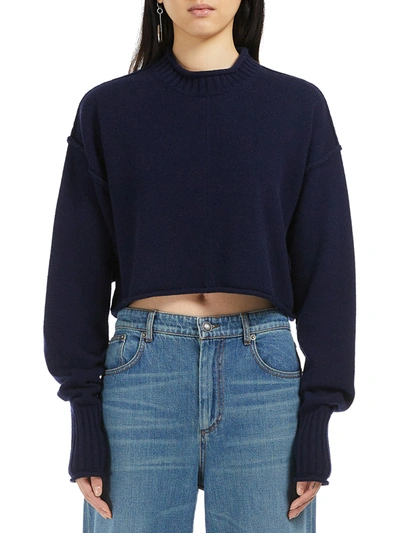 Shop Sportmax Crewneck Sweater In Wool And Cashmere In Blue