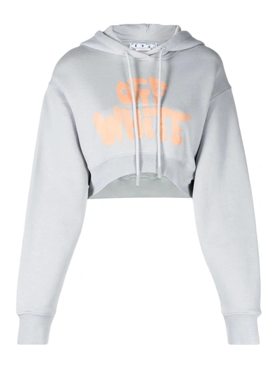 Shop Off-white Cropped Hoodie In Grey