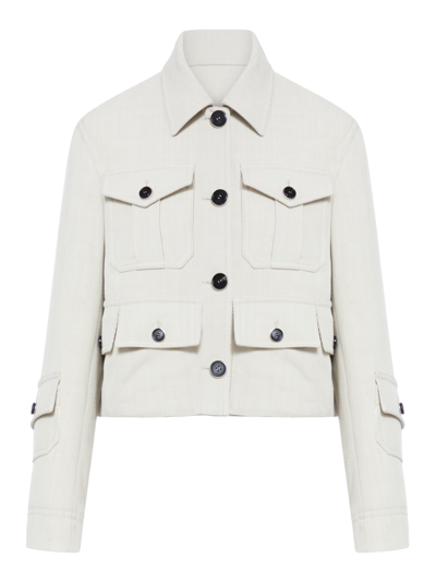 Shop Durazzi Milano Cropped Jacket With Pockets In White