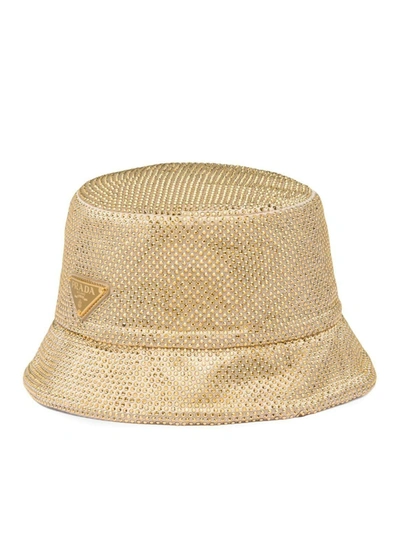 Shop Prada Crystals Bucket Hat In Metallic